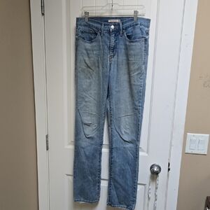 Levi's Strauss 314 Shaping Straight Classic Blue Women's Destroyed Jeans